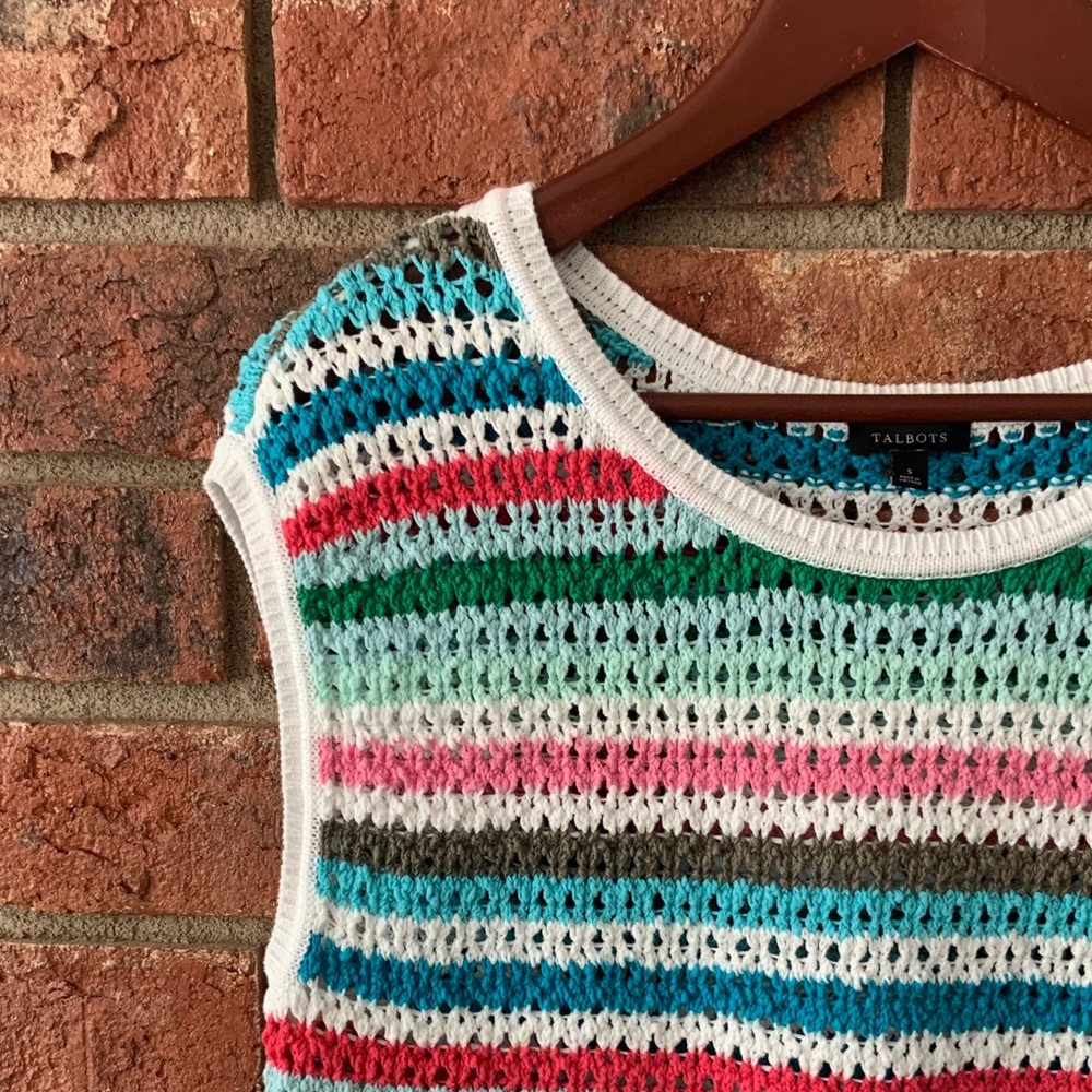 Talbots Multicolor Stripe Knit Sweater Sleeveless Top - Picture 3 of 6